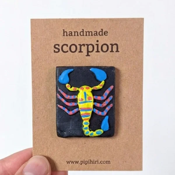 Terracotta fridge magnet Scorpion - handmade handpainted | Pipihiri