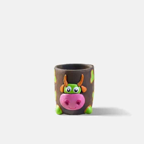 Terracotta cow penstand handmade desk organizer