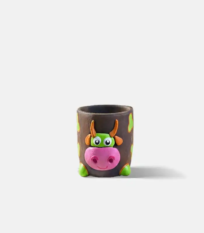 Terracotta cow penstand handmade desk organizer
