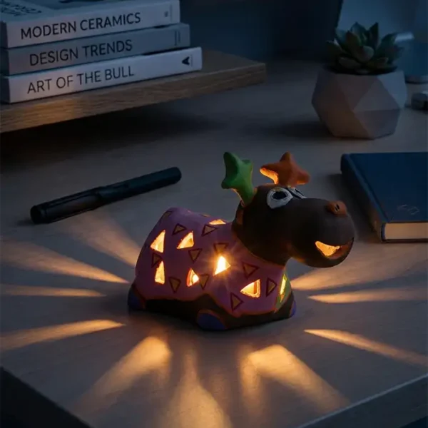 Terracotta reindeer tealight cover - handmade candle holder by Pipihiri