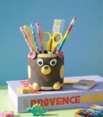 Terracotta bear penstand - handmade desk organizer with pens